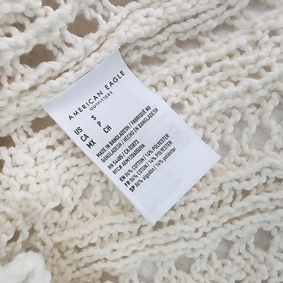 American Eagle Outfitters crochet crop top sweater blouse NWOT color cream - Picture 8 of 8